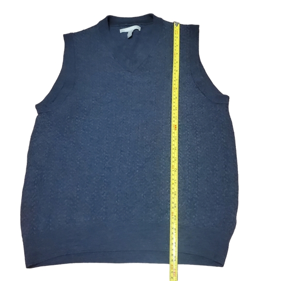 Nordstrom Cable Knit Sweater Vest Grey 100% Extra Fine Merino Wool Large Men's - Picture 10 of 11